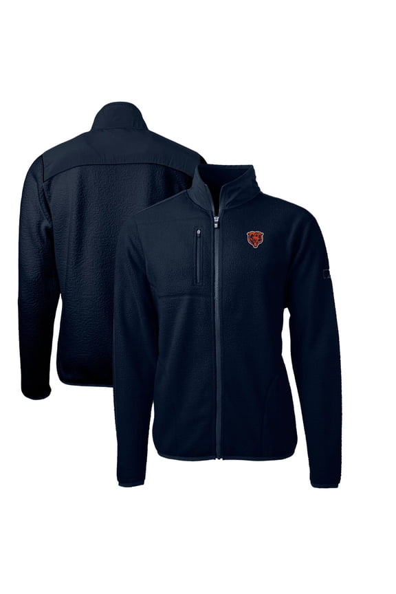 Men's Cutter & Buck Navy Chicago Bears Cascade Eco Sherpa Big & Tall Fleece Full-Zip Throwback Jacket
