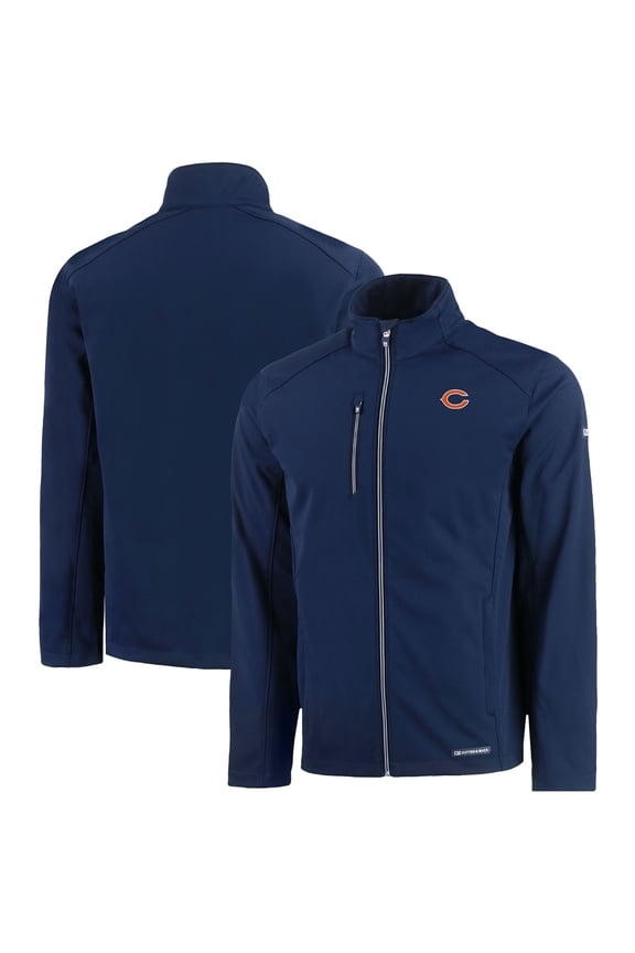 Men's Cutter & Buck Navy Chicago Bears Evoke Eco Softshell Recycled Full-Zip Jacket