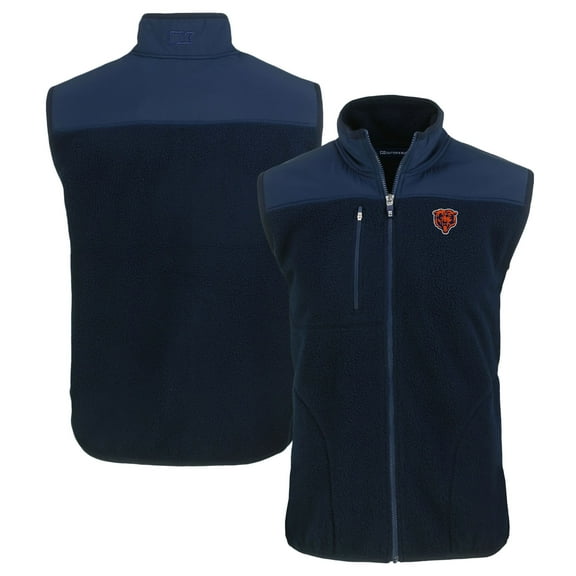 Men's Cutter & Buck Navy Chicago Bears Throwback Cascade Eco Sherpa Fleece Full-Zip Vest