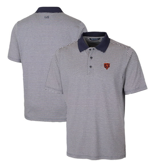 Men's Cutter & Buck Navy Chicago Bears Throwback Logo Big & Tall Forge Tonal Stripe Stretch Polo
