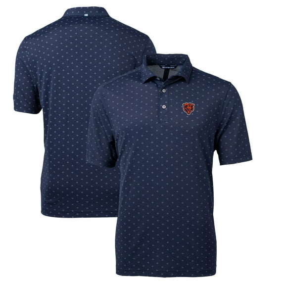 Men's Cutter & Buck Navy Chicago Bears Throwback Logo Virtue Eco Pique Tile Recycled Polo