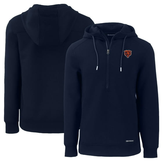 Men's Cutter & Buck Navy Chicago Bears Throwback Roam Eco Half-Zip Recycled Pullover Hoodie