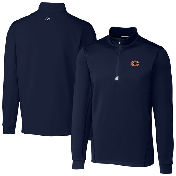 Men's Cutter & Buck  Navy Chicago Bears Traverse Stretch Quarter-Zip Top