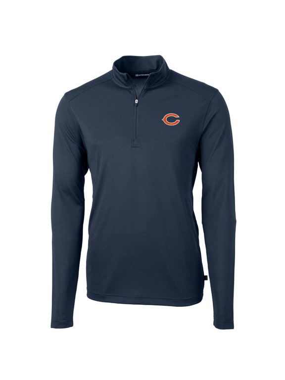 Men's Cutter & Buck Navy Chicago Bears Virtue Eco Pique Recycled Quarter-Zip Pullover Jacket