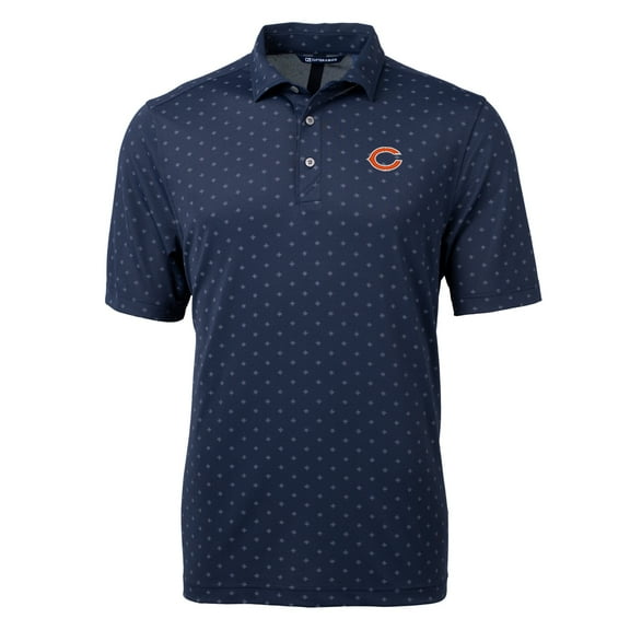 Men's Cutter & Buck Navy Chicago Bears Virtue Eco Pique Tile Print Polo