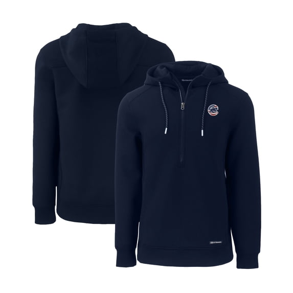 Men's Cutter & Buck Navy Chicago Cubs Stars & Stripes Roam Eco Half-Zip Recycled Pullover Hoodie