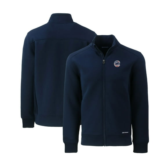 Men's Cutter & Buck Navy Chicago Cubs Stars & Stripes Roam Eco Recycled Full-Zip Jacket