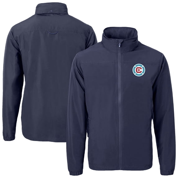 Men's-Cutter & Buck Navy Chicago Fire Charter Eco Recycled Full-Zip Jacket