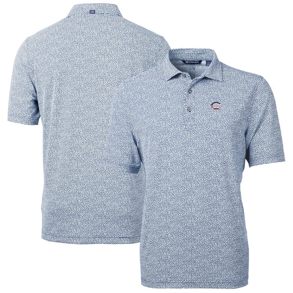 Men's Cutter & Buck Navy Cincinnati Reds Americana Logo Virtue Eco-Pique Botanical Recycled Polo
