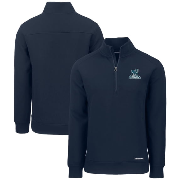 Men's Cutter & Buck Navy Citadel Bulldogs Roam Eco Recycled Quarter-Zip Sweatshirt