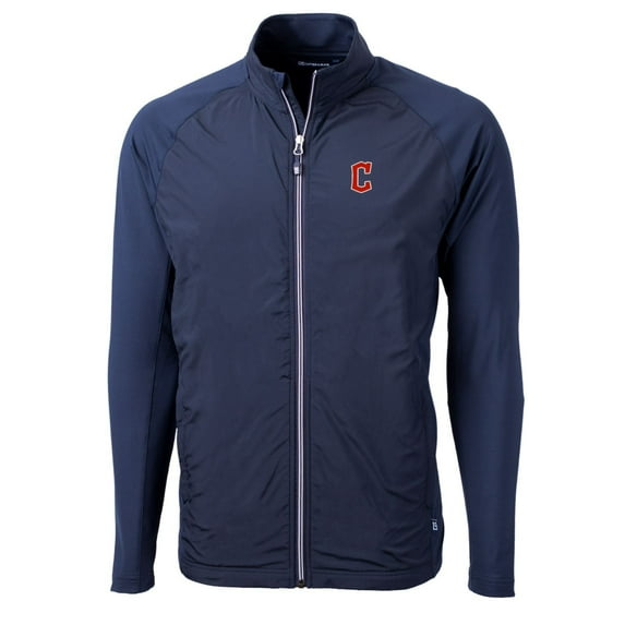 Men's Cutter & Buck Navy Cleveland Guardians Big & Tall Adapt Eco Knit Full-Zip Jacket
