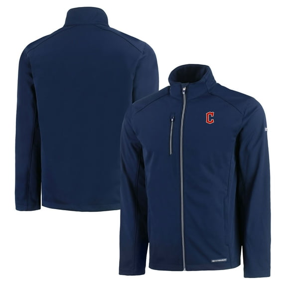 Men's Cutter & Buck Navy Cleveland Guardians Evoke Eco Softshell Recycled Full-Zip Jacket