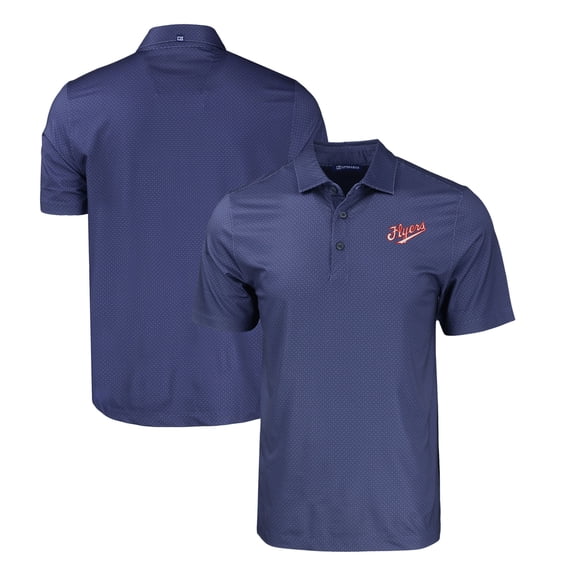 Men's Cutter & Buck Navy Dayton Flyers Big & Tall Pike Eco Tonal Geo Print Stretch Recycled Polo