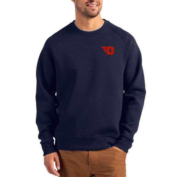 Men's Cutter & Buck Navy Dayton Flyers Roam Recycled Pullover