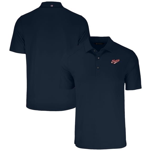 Men's Cutter & Buck Navy Dayton Flyers Vault Forge Eco Stretch Recycled Polo