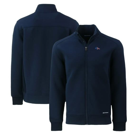 Men's Cutter & Buck Navy Denver Broncos Big & Tall Americana Roam Eco Recycled Full-Zip Jacket
