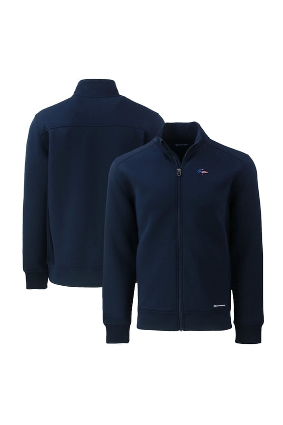 Men's Cutter & Buck Navy Denver Broncos Big & Tall Americana Roam Eco Recycled Full-Zip Jacket