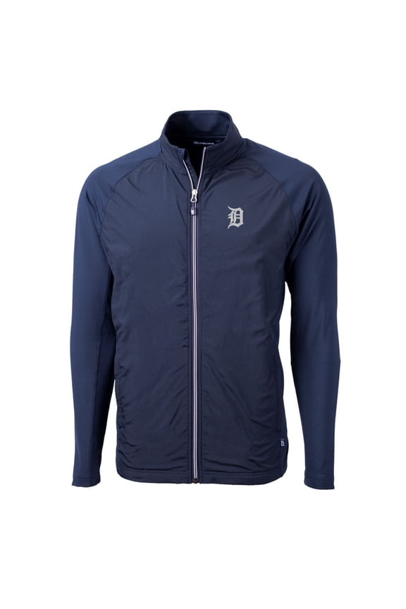 Men's Cutter & Buck Navy Detroit Tigers Big & Tall Adapt Eco Knit Full-Zip Jacket