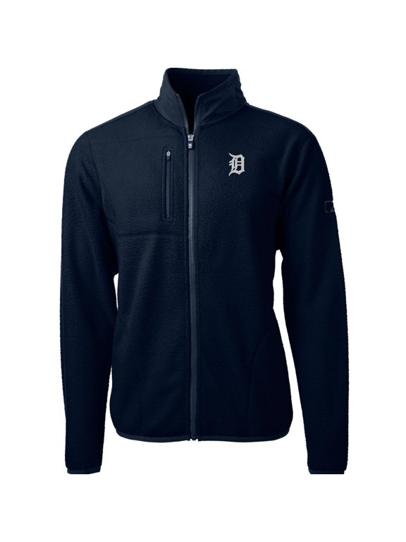 Men's Cutter & Buck Navy Detroit Tigers Cascade Eco Sherpa Fleece Full-Zip Jacket
