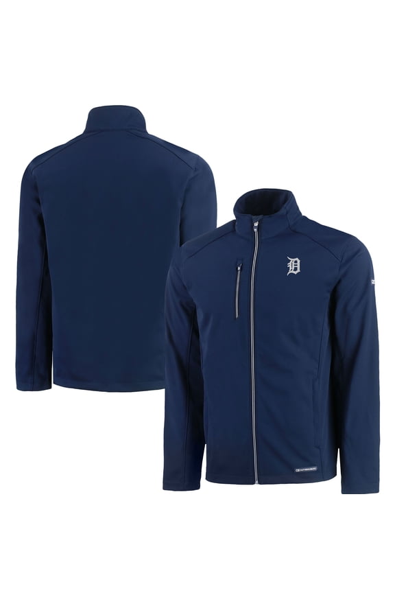 Men's Cutter & Buck Navy Detroit Tigers Evoke Eco Softshell Recycled Full-Zip Jacket