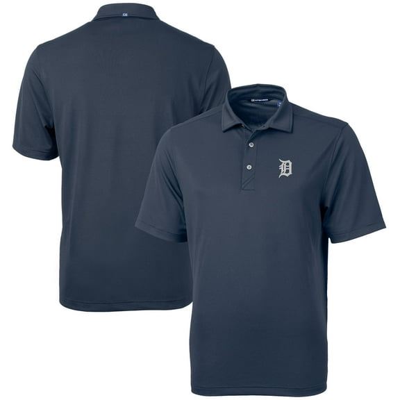 Men's Cutter & Buck  Navy Detroit Tigers Virtue Eco Pique Recycled Polo