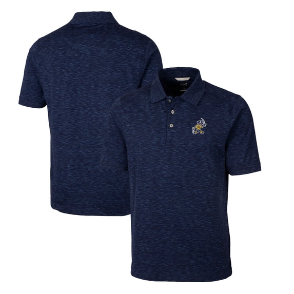 Men's Cutter & Buck Navy ETSU Buccaneers Big & Tall Advantage Tri-Blend Space Dye DryTec Polo