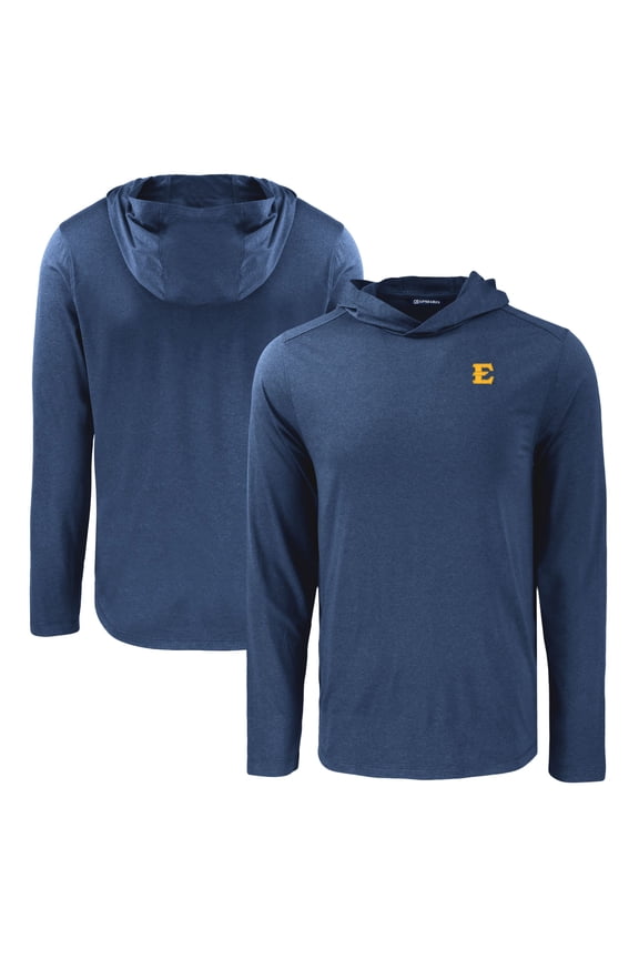 Men's Cutter & Buck Navy ETSU Buccaneers Coastline Epic Comfort Eco Recycled Long Sleeve Hoodie T-Shirt