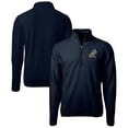 thumbnail image 1 of Men's Cutter & Buck  Navy ETSU Buccaneers Vault Cascade Eco Sherpa Fleece Quarter-Zip Pullover Jacket, 1 of 3