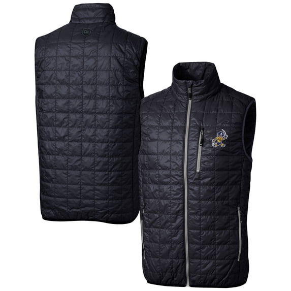 Men's Cutter & Buck Navy ETSU Buccaneers Vault Rainier PrimaLoft Eco Insulated Full-Zip Puffer Vest