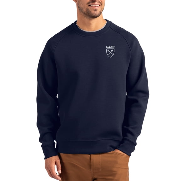 Men's Cutter & Buck Navy Emory Eagles Roam Recycled Pullover