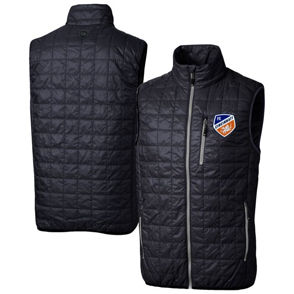 Men's-Cutter & Buck  Navy FC Cincinnati Big & Tall Rainier PrimaLoft Eco Insulated Full-Zip Puffer Vest