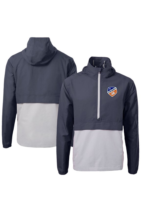 Men's-Cutter & Buck Navy FC Cincinnati Charter Eco Recycled Anorak Jacket