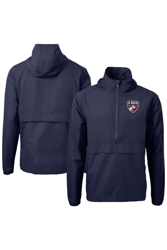 Men's-Cutter & Buck Navy FC Dallas Charter Eco Recycled Full-Zip Anorak Jacket