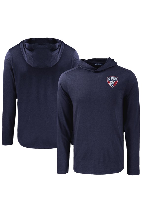 Men's Cutter & Buck Navy FC Dallas Coastline Epic Comfort Eco Recycled Long Sleeve Hoodie T-Shirt