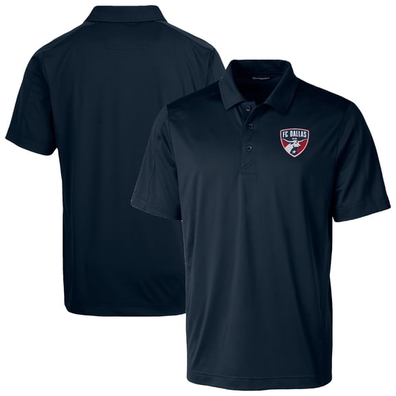 Men's-Cutter & Buck  Navy FC Dallas Prospect Eco Textured Stretch Recycled Polo