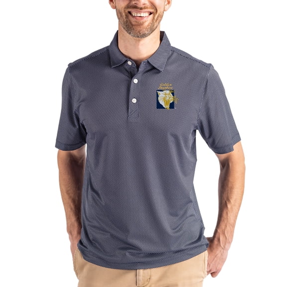 Men's Cutter & Buck Navy FIU Panthers Pike Eco Symmetry Print Stretch Polo