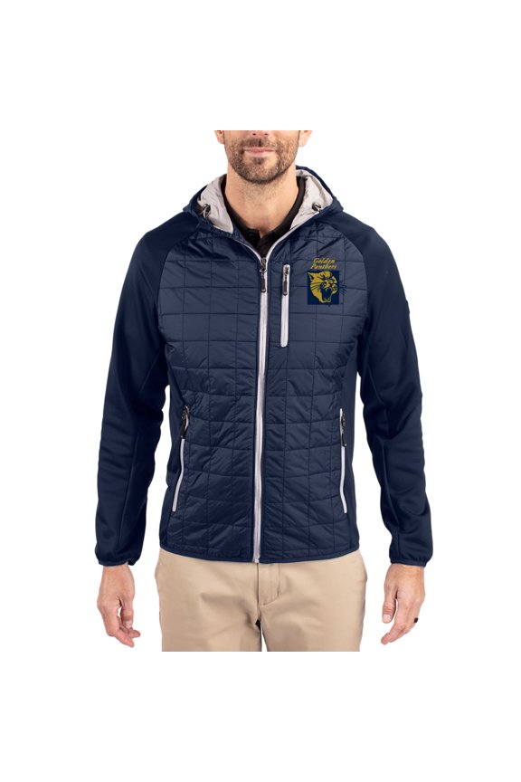 Men's-Cutter & Buck Navy FIU Panthers Rainier Eco Hybrid PrimaLoft Raglan Full-Zip Jacket