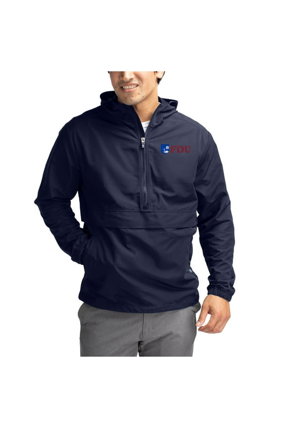 Men's Cutter & Buck Navy Fairleigh Dickinson Knights Charter Eco Recycled Half-Zip Anorak Jacket