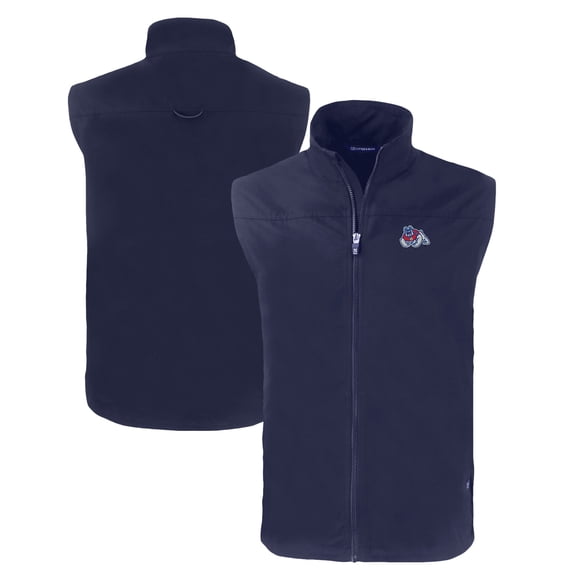 Men's Cutter & Buck Navy Fresno State Bulldogs Charter Eco Recycled Full-Zip Vest
