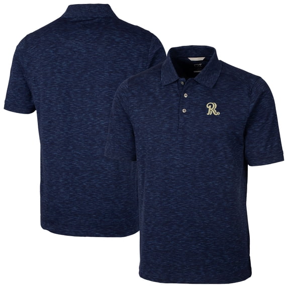 Men's Cutter & Buck Navy Frisco RoughRiders Big & Tall DryTec Advantage Tri-Blend Space Dye Polo
