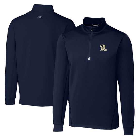Men's Cutter & Buck Navy Frisco RoughRiders Big & Tall Traverse Stretch Quarter-Zip Top