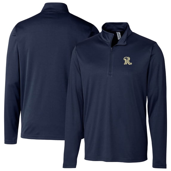 Men's Cutter & Buck Navy Frisco RoughRiders Clique Spin Eco Performance Half-Zip Pullover