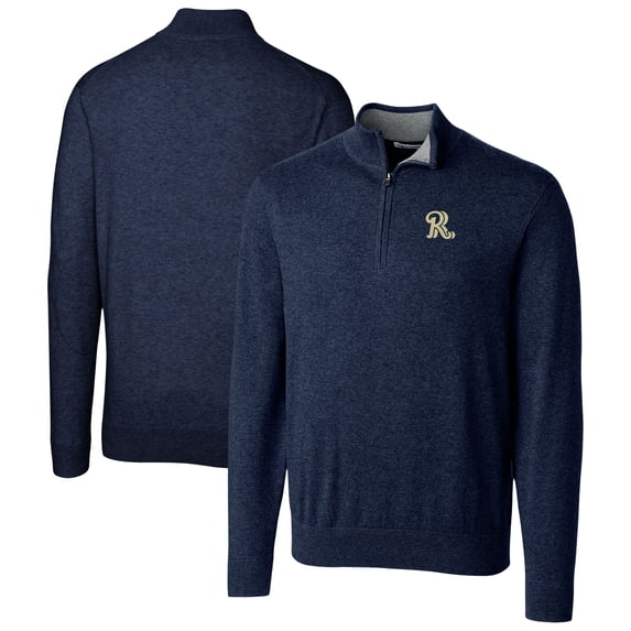 Men's Cutter & Buck Navy Frisco RoughRiders Lakemont Tri-Blend Quarter-Zip Pullover Sweater