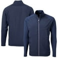 thumbnail image 1 of Men's Cutter & Buck Navy Georgetown Hoyas Adapt Eco Knit Hybrid Recycled Big & Tall Full-Zip Jacket, 1 of 3