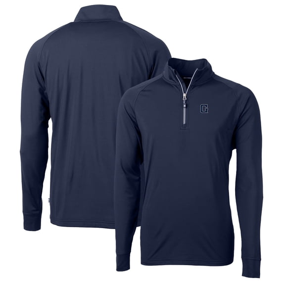 Men's Cutter & Buck Navy Georgetown Hoyas Adapt Eco Knit Stretch Recycled Quarter-Zip Pullover Top