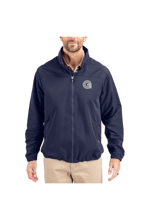 Men's Cutter & Buck Navy Georgetown Hoyas Charter Eco Recycled Full-Zip Jacket