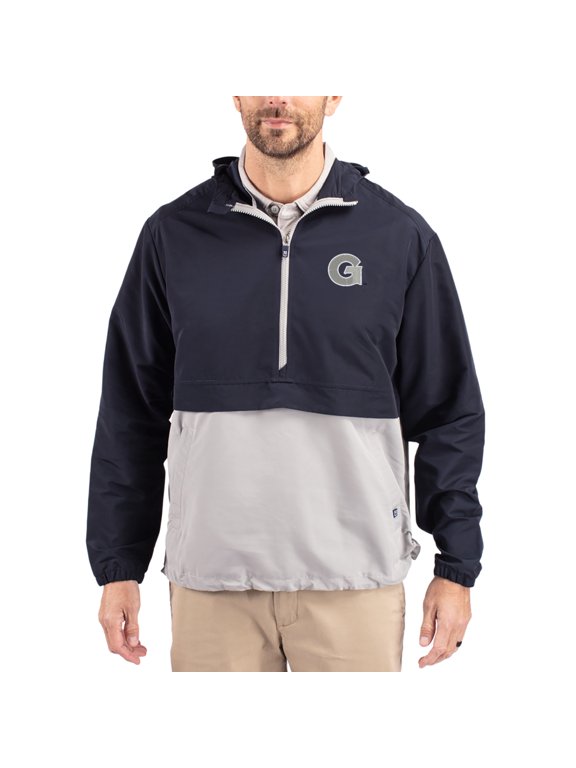 Men's Cutter & Buck Navy Georgetown Hoyas Charter Eco Recycled Half-Zip Anorak Jacket