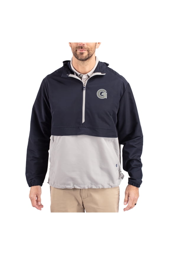 Men's Cutter & Buck Navy Georgetown Hoyas Charter Eco Recycled Half-Zip Anorak Jacket
