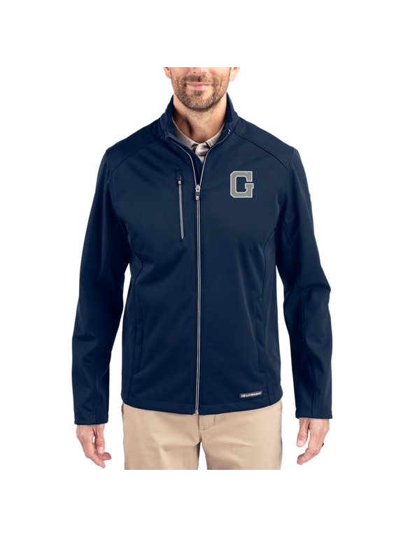 Men's Cutter & Buck Navy Georgetown Hoyas Evoke Eco Softshell Recycled Full-Zip Jacket