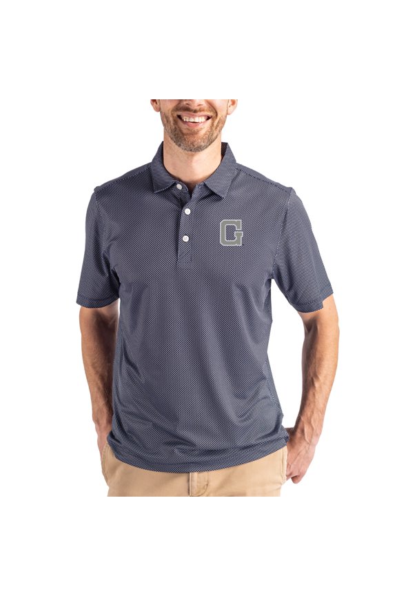 Men's Cutter & Buck Navy Georgetown Hoyas Pike Eco Symmetry Print Stretch Polo